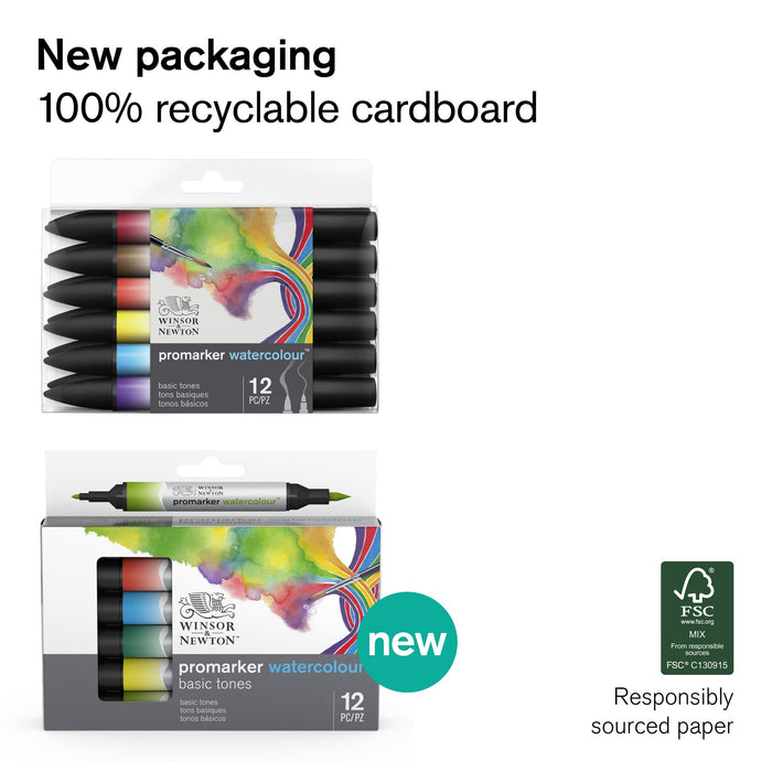 Winsor & Newton Promarker Watercolour Set of 12 Basic
