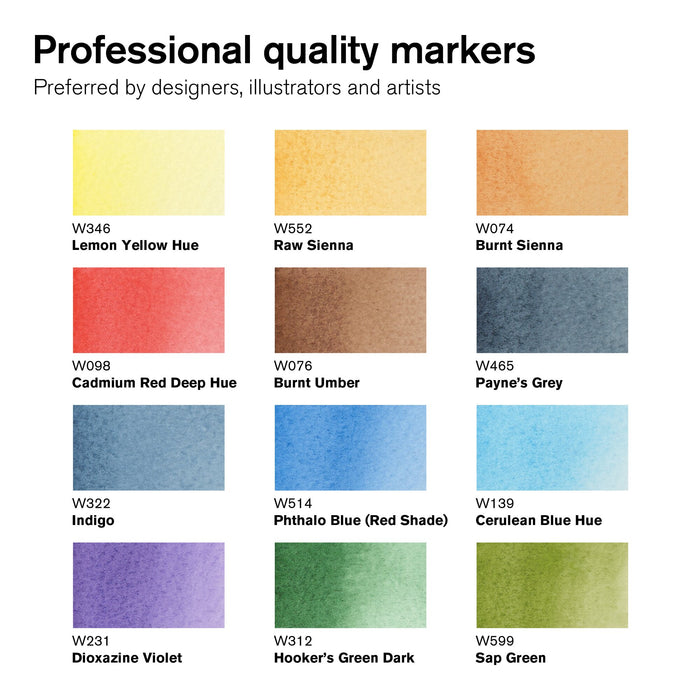 Winsor & Newton Promarker Watercolour Set of 12 Landscape