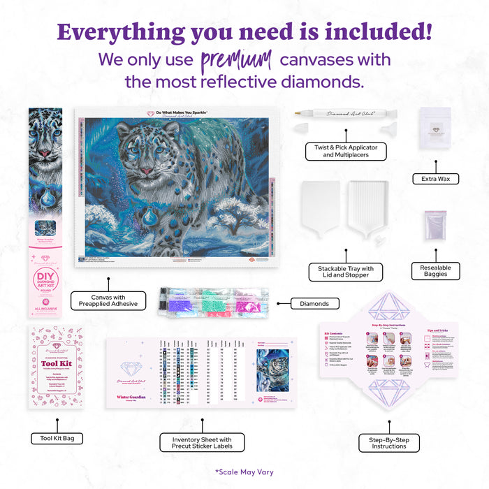 Diamond Painting Winter Guardian 29" x 22" (73.7cm x 55.6cm) / Round with 47 Colors including 2 ABs and 2 Fairy Dust Diamonds / 54,136