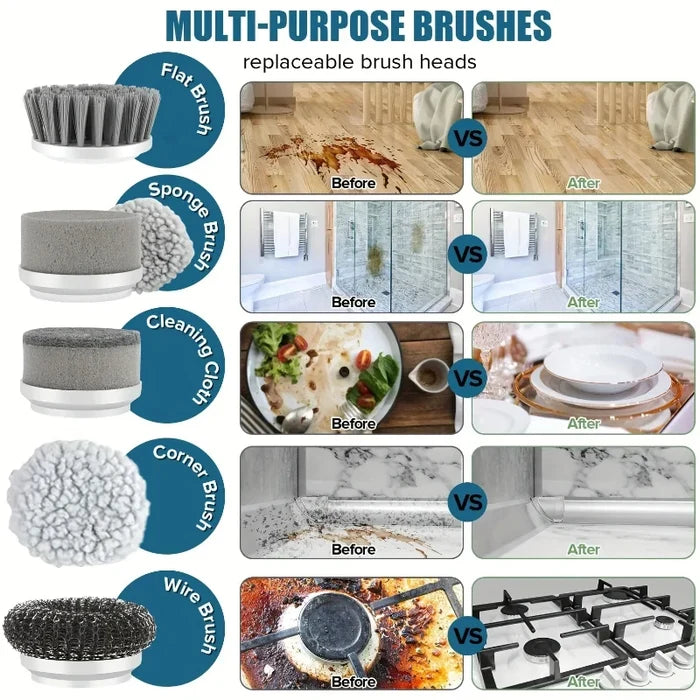 Wireless Electric Spin Cleaning Brush with 5 Heads - PrimeNest