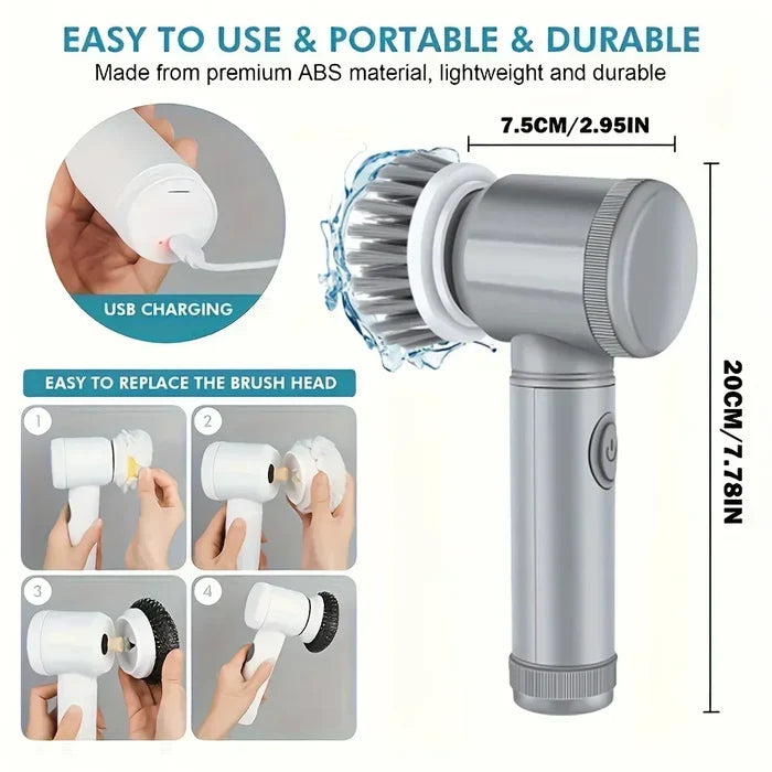 Wireless Electric Spin Cleaning Brush with 5 Heads - PrimeNest