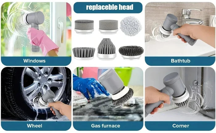 Wireless Electric Spin Cleaning Brush with 5 Heads - PrimeNest