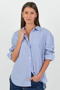 You Got This Blue Navy Stripe Oversized Boyfriend Shirt
