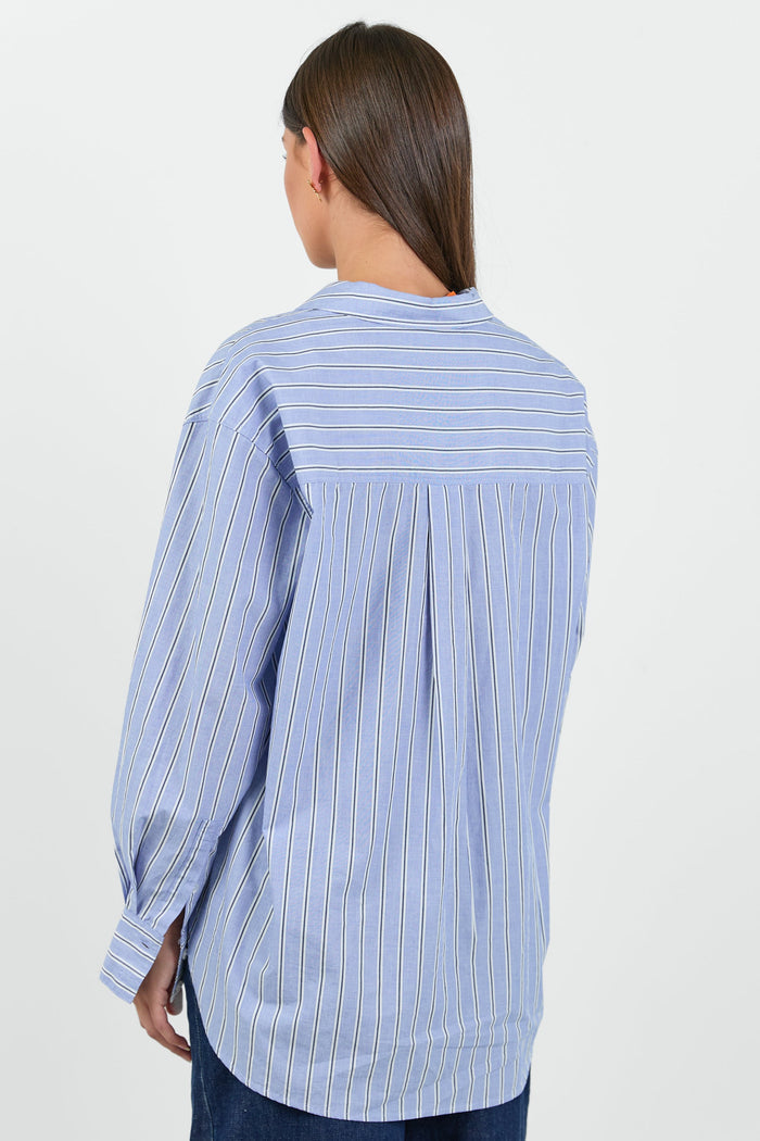 You Got This Blue Navy Stripe Oversized Boyfriend Shirt
