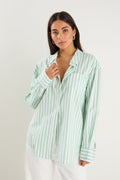 You Got This Green Wide Stripe Oversized Boyfriend Shirt