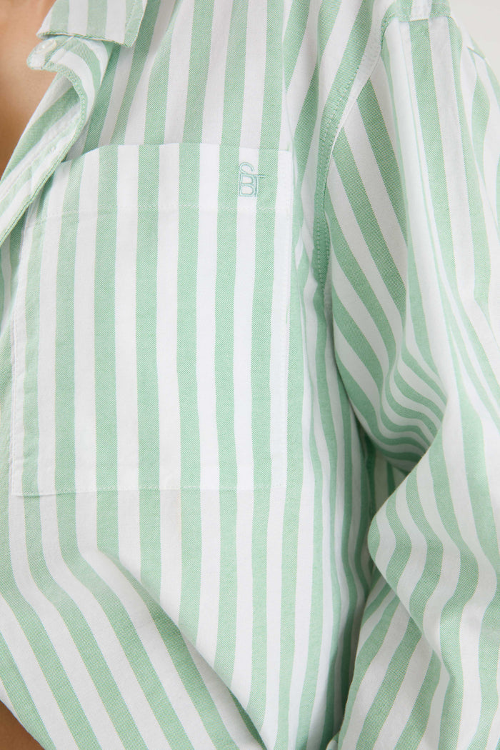 You Got This Green Wide Stripe Oversized Boyfriend Shirt