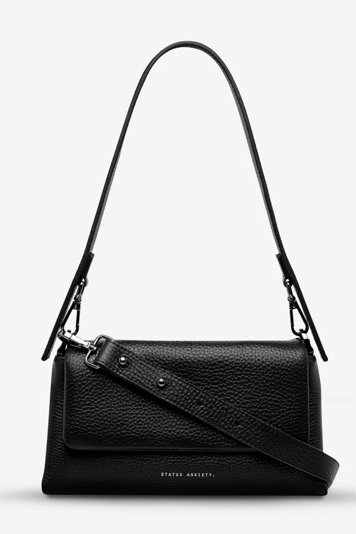 Zenith Black Leather Dual Strap Shoulder Bag