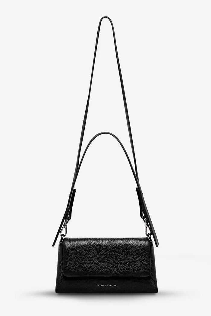 Zenith Black Leather Dual Strap Shoulder Bag