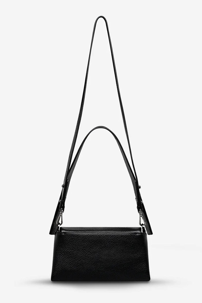 Zenith Black Leather Dual Strap Shoulder Bag